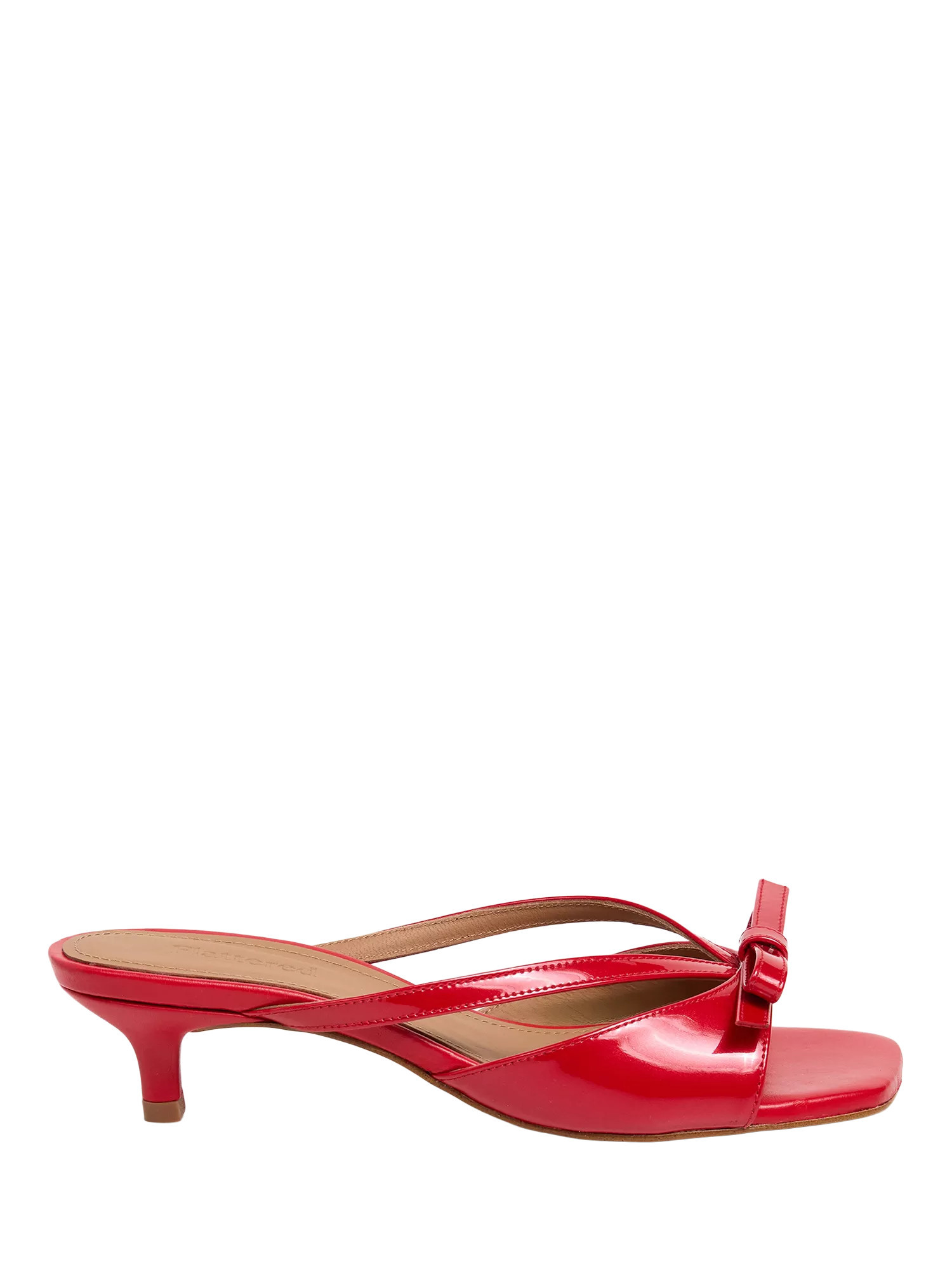 Flattered Jordan Patent Kitten Heel Sandals, Cherry | John Lewis (UK)