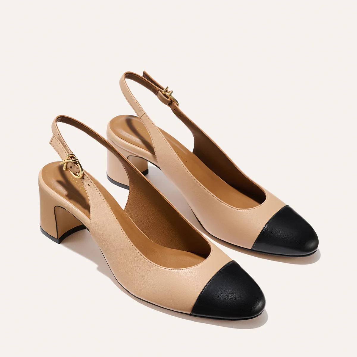 The Cluny Slingback - Dune and Black Nappa | Margaux