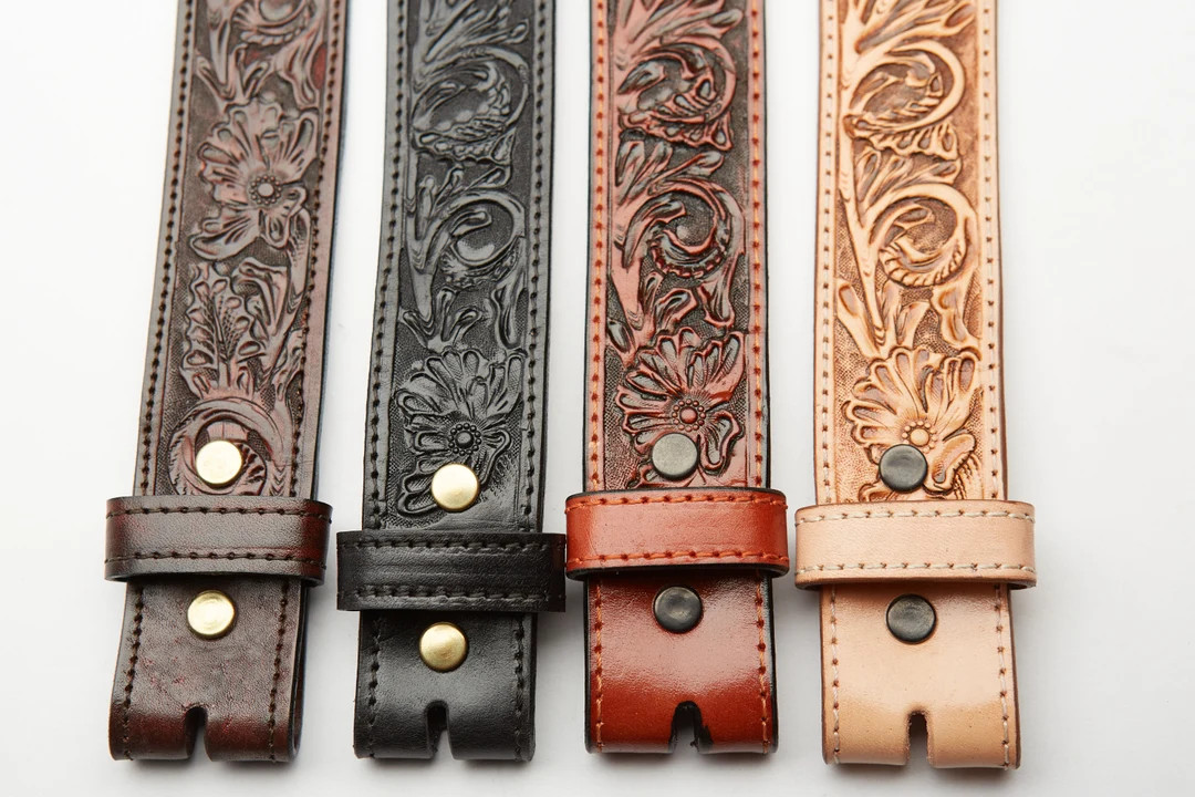 MIDLAND Belt - Western, Oak Leaves, Hand Tooled, Fully Lined Full-grain Saddle Leather Belt W/ Br... | Etsy (US)