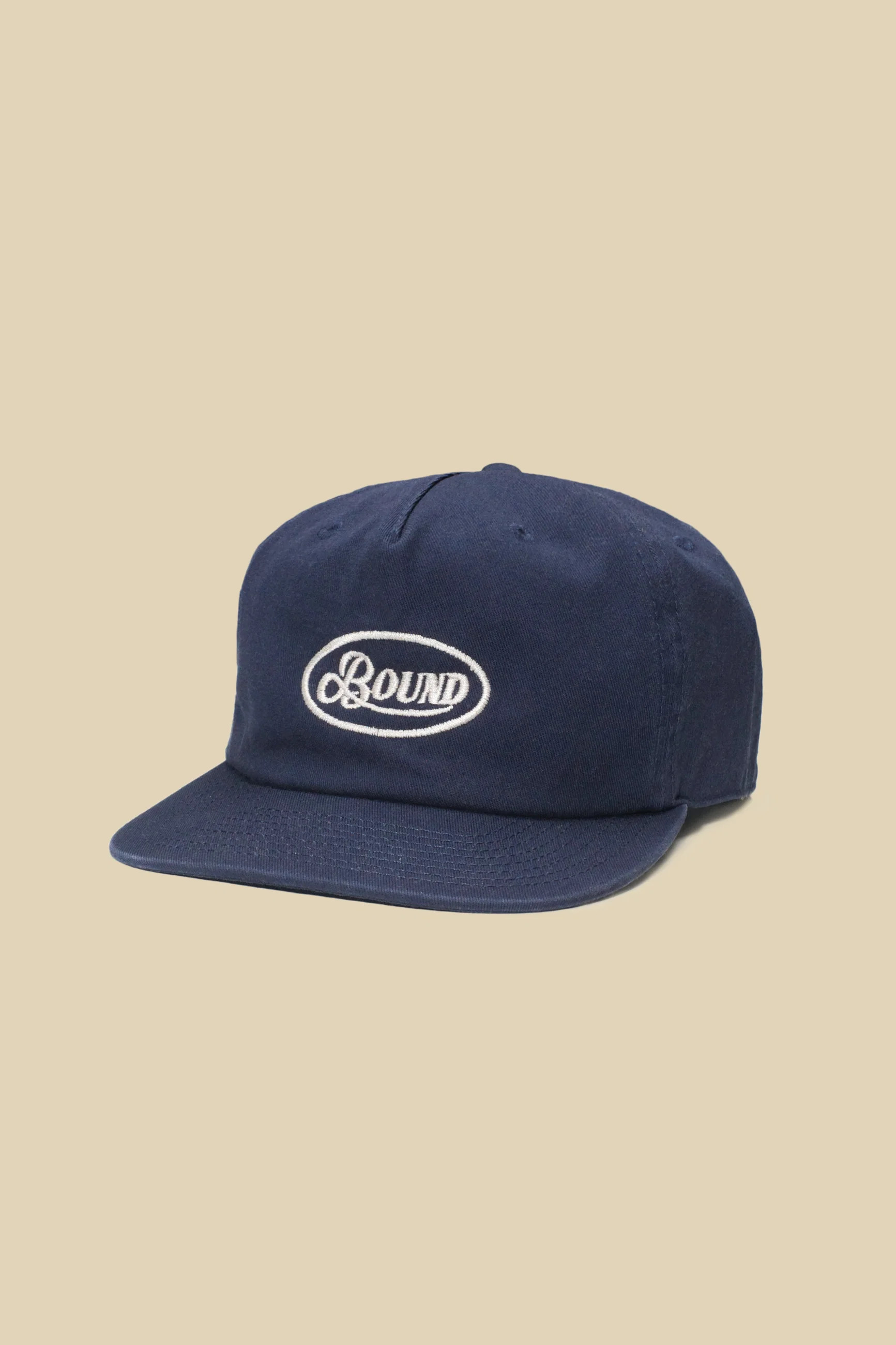 RETRO EMBROIDERED 5 PANEL CAP - NAVY | bound clothing