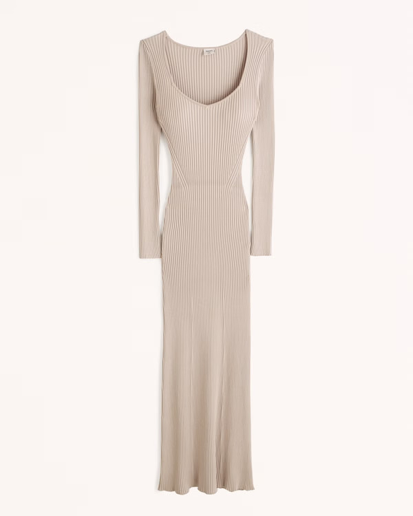 Long-Sleeve Ribbed Maxi Sweater Dress | Abercrombie & Fitch (US)