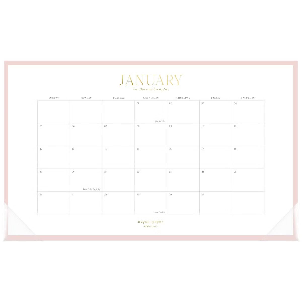Sugar Paper Essentials 2025 Monthly DeskPad 10.875"x17.75" Pink: Desktop Calendar for Adults, Jan... | Target
