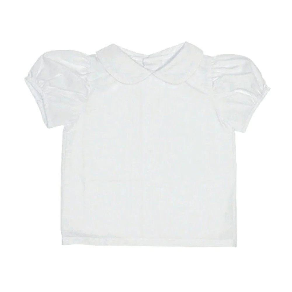 Maude's Peter Pan Collar Shirt & Onesie (Short Sleeve Woven) - Worth Avenue White | The Beaufort Bonnet Company