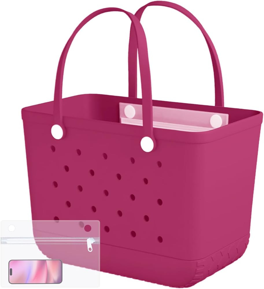 X-Large Rubber Beach Bag Tote Waterproof Tote Bag with Zipper Pocket Modern Travel Tote Bag Sport... | Amazon (US)