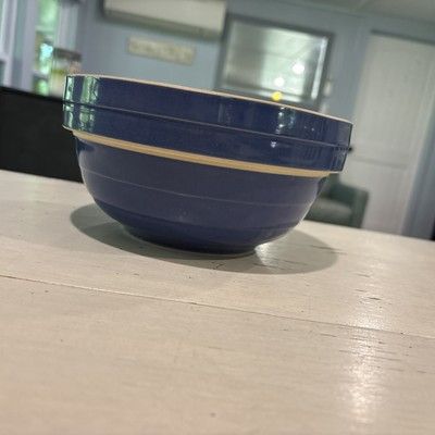 Vintage Blue Ribbed Crock Pottery Mixing Bowl 8” USA Stoneware Farmhouse | eBay US