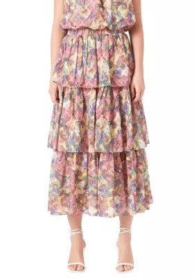 Endless Rose Women's Floral Tiered Maxi Skirt | Belk