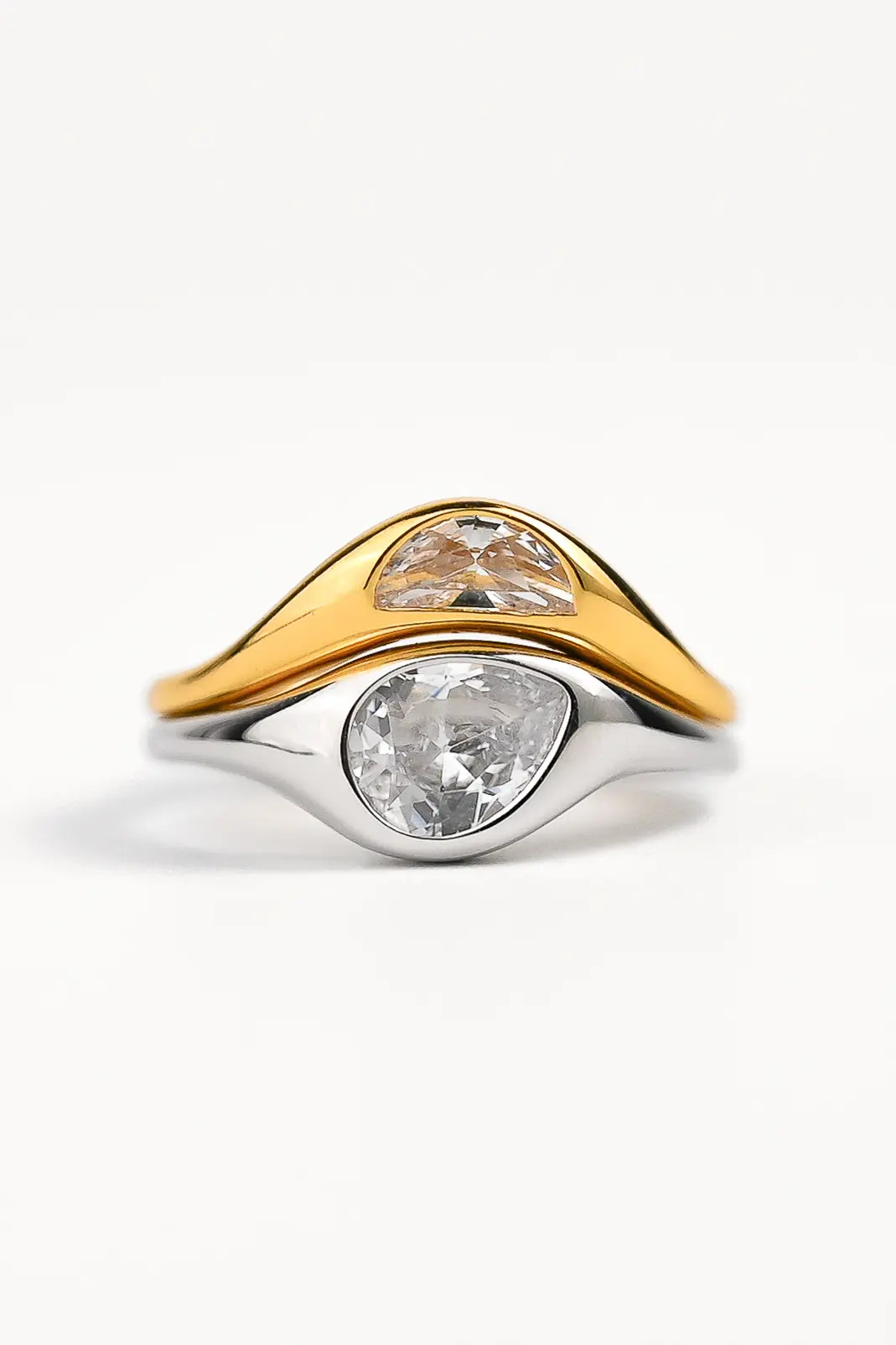 Zynnia Collective Two Tone Double Ring Set at Nordstrom, Size 7 | Nordstrom