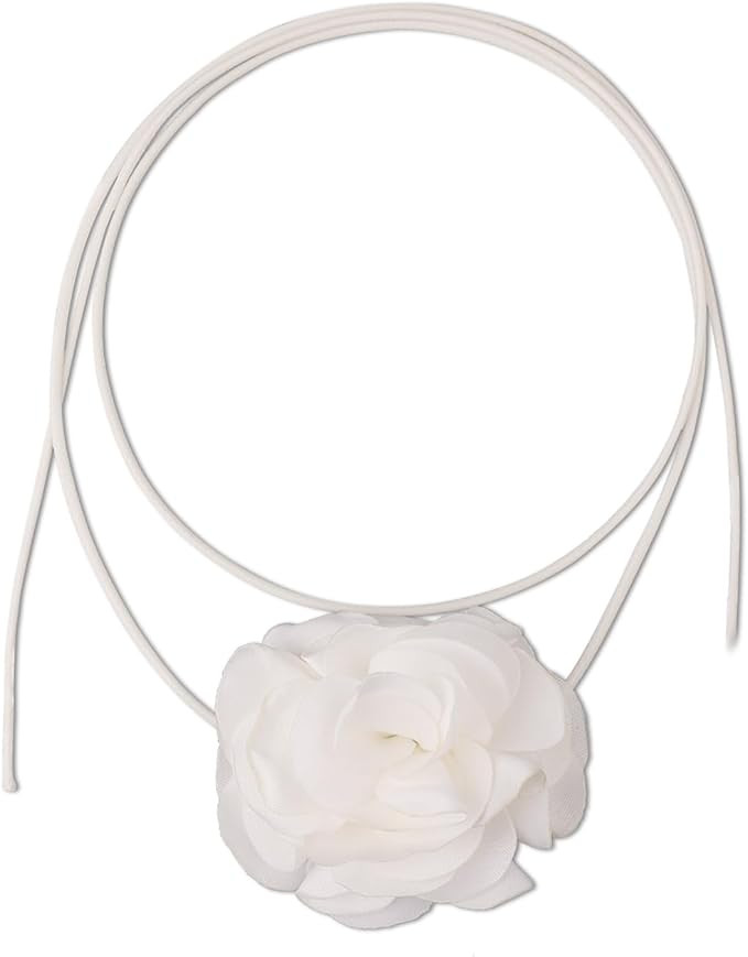 SAVITA Vintage Flower Necklaces, Boho Floral choker Adjustable Fabric Rose Necklace for Women Gir... | Amazon (UK)