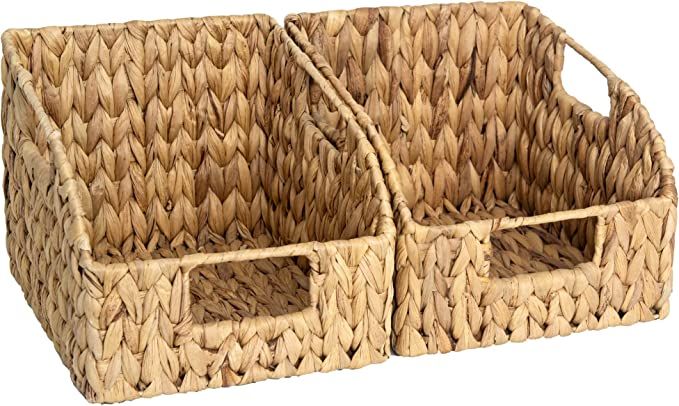 StorageWorks Water Hyacinth Rectangular Baskets, 2 Pack, Handwoven, 8.5in x 10.25in x 7.5in | Amazon (US)