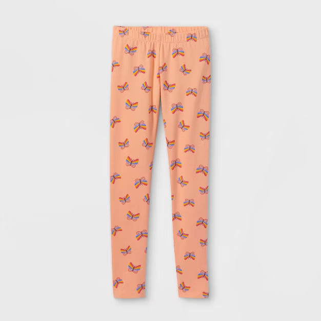 Girls' Butterfly Leggings - Cat & Jack™ Peach | Target