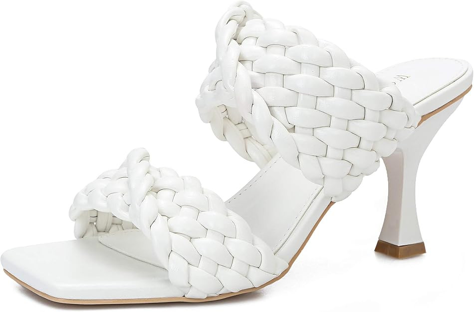 WSKEISP Women's Stiletto Mules Sandals Slip On Square Open Toe Dress Backless Heeled Slippers Hig... | Amazon (US)