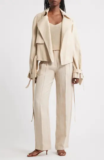 MANGO Sahara Tie Waist Jacket in Light/Pastel Grey at Nordstrom Rack, Size Medium | Nordstrom Rack