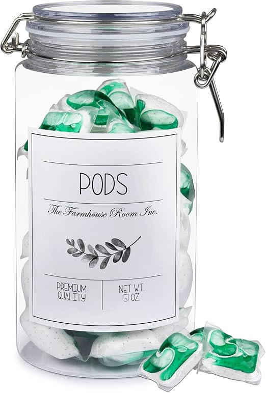 The Farmhouse Room Inc. Laundry Pods Holder Organizer with Lid – BPA Free & PET Plastic Dishwas... | Amazon (US)