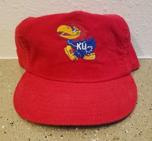 Vintage 80's 90's Kansas Jayhawks Red Corduroy Strapback Hat Cap Made in USA | eBay US