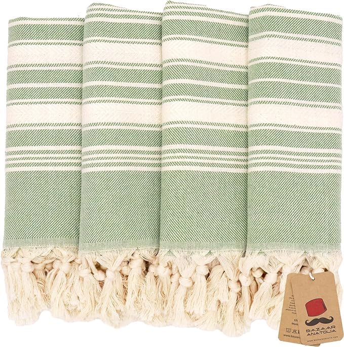Bazaar Anatolia Turkish Hand Towels Set of 4 Bathroom Towels 39x19 inches 100% Cotton Bath Kitche... | Amazon (US)
