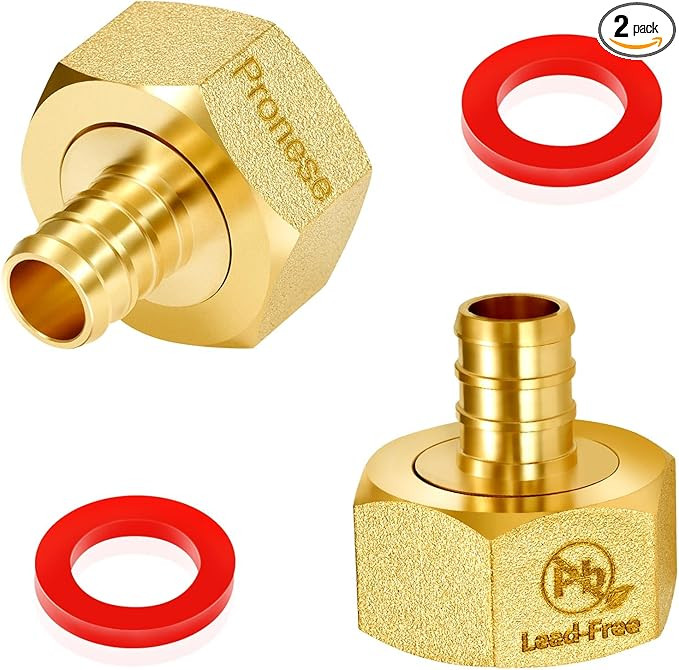 2PCS Solid Lead-Free Brass Garden Hose Adapter – 1/2" PEX Barb to 3/4" GHT Female Swivel Connec... | Amazon (US)