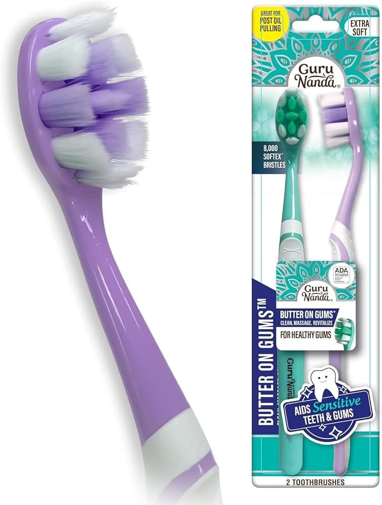GuruNanda Butter on Gums Toothbrush with Extra Soft Bristles for Sensitive Gums, Soft Toothbrush ... | Amazon (US)