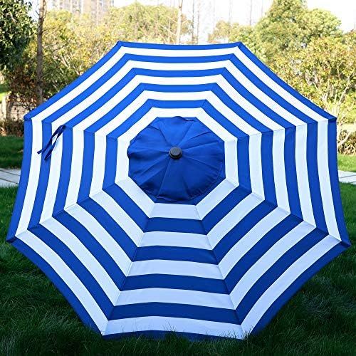 Blissun 9' Outdoor Aluminum Patio Umbrella, Striped Patio Umbrella, Market Striped Umbrella with Pus | Amazon (US)