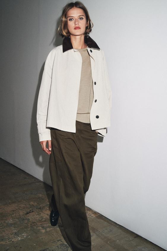 LEATHER COLLAR SHORT TRENCH COAT ZW COLLECTION | Zara US