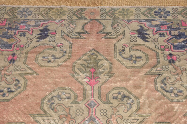 Antique Oushak Rug, Faded Rug, Handmade Rug, Vintage Area Rug, Bordered Rug, Worn Rug, Turkish Wo... | Etsy (US)