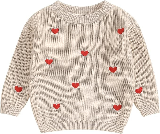 Karwuiio Toddler Baby Girl Boy Knit Sweater Long Sleeve Heart Sweater Infant Warm Fall Winter Pul... | Amazon (US)