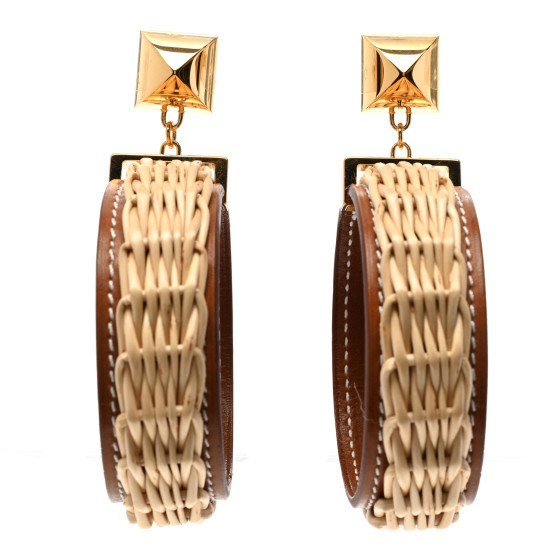 Wicker Swift Medor Picnic Earrings GM Gold | FASHIONPHILE (US)