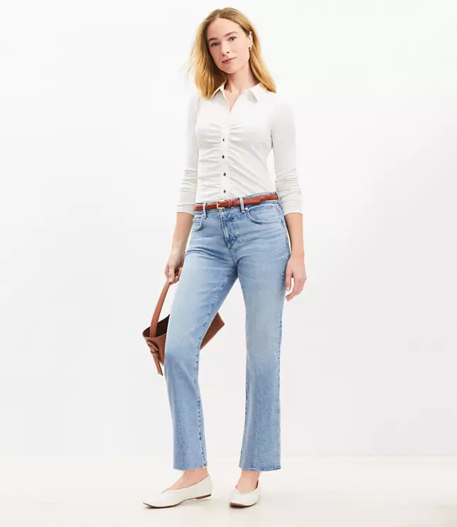 Fresh Cut Mid Rise Slim Jeans in Classic Mid Wash | LOFT