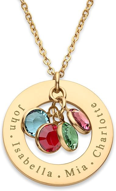 Birthstone Necklace for Mom, Personalized Necklace with Kids Names, Custom Family Jewelry for Wif... | Amazon (US)