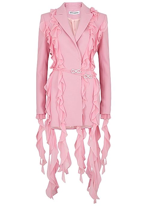 Pink ruffle-trimmed wool blazer dress | Harvey Nichols US