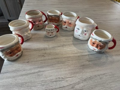 8 Vintage Asst Winking Santa Mugs Christmas Brinn Japan Taiwan Blushing Face | eBay US