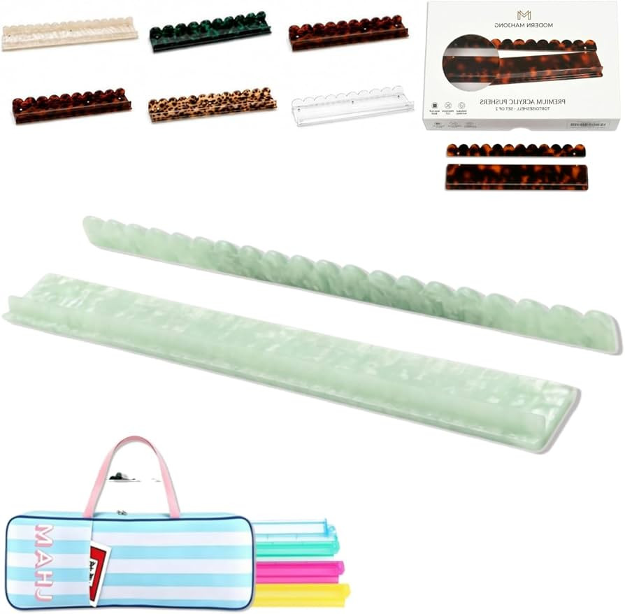 Scalloped Mahjong Racks with Magnetic Pushers, 20 Inch Premium Acrylic Tortoise Shell Mahjong Rac... | Amazon (US)