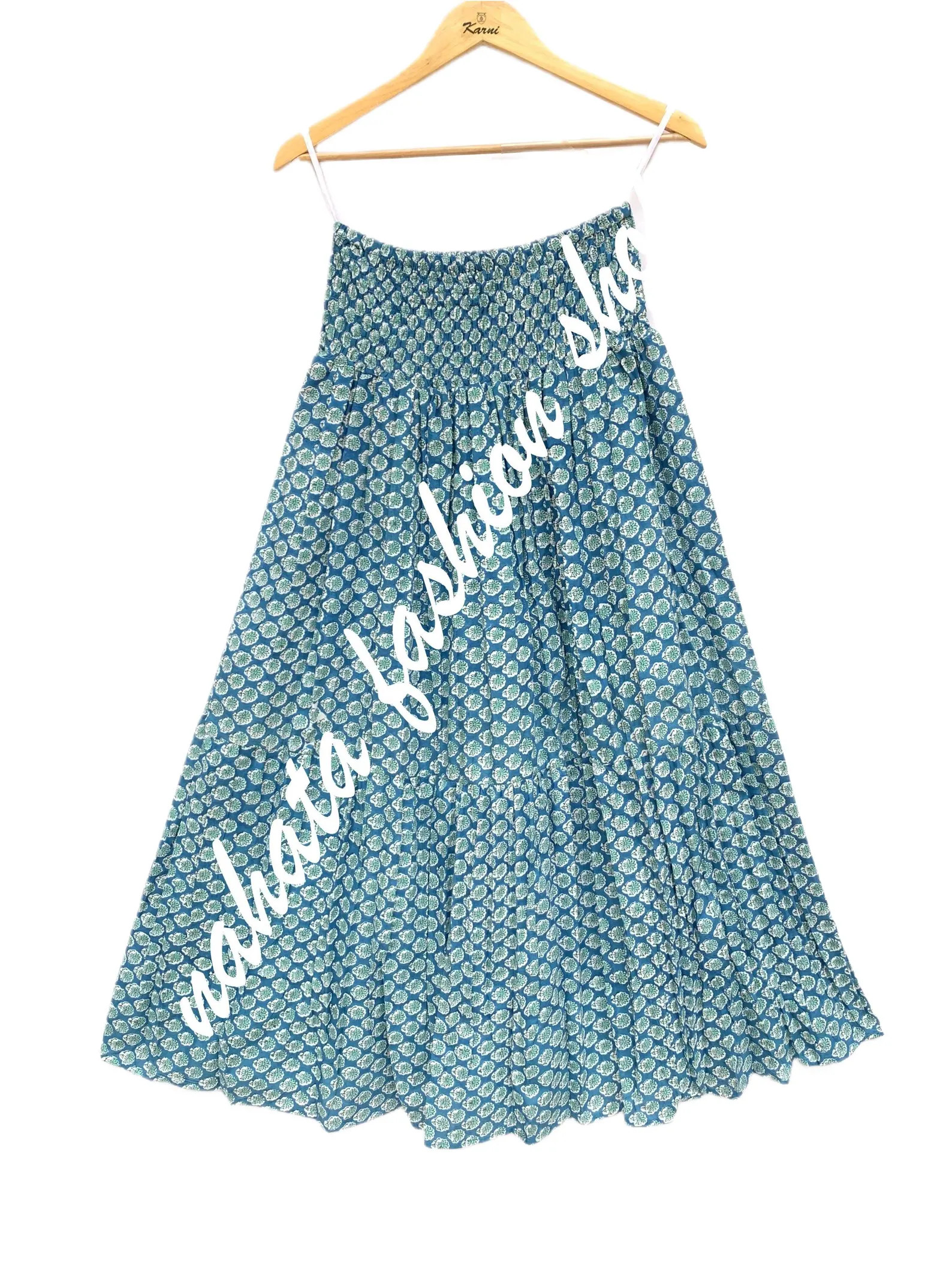 Blue Floral Boho Block Printed Cotton Maxi Skirt - Indian Hand Block Print Tiered Skirt - Summer ... | Etsy (US)