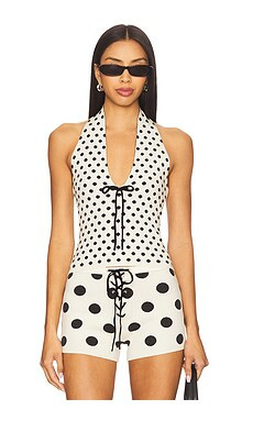 With Jean Dottie Top in Black & White Polka Dot from Revolve.com | Revolve Clothing (Global)