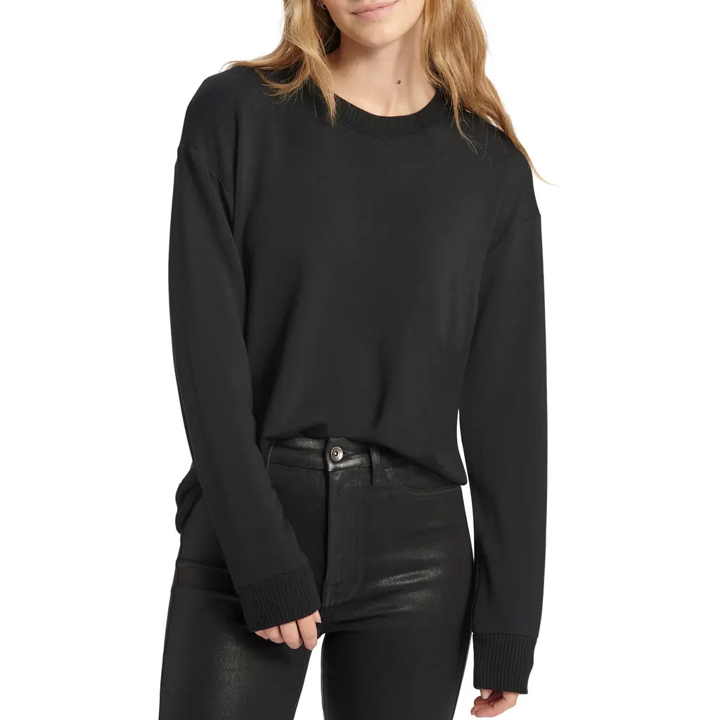 Splendid Crewneck Pullover in Black at Nordstrom, Size Medium | Nordstrom