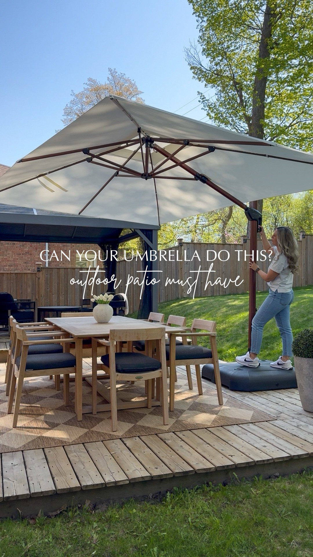 Can your umbrella do this?

This is the BEST outdoor umbrella I have ever owned👌🏼

This heavy duty cantilever umbrella was so easy to put together. It has 6 heights options and offers many different angles to choose from. It has a 360° rotation option so you can get the perfect amount of shade wherever you are sitting on your patio. The fabric is UV resistant and water repellent. It comes in different sizes and colour options.

I have owned many different outdoor umbrellas over the years and this one is truly my favourite🙌🏼

#patiofind #umbrella #outdoorinspo #patioumbrella #outdoorliving #outdoorpatio #patiomusthave

#LTKSeasonal #LTKHome #LTKSaleAlert