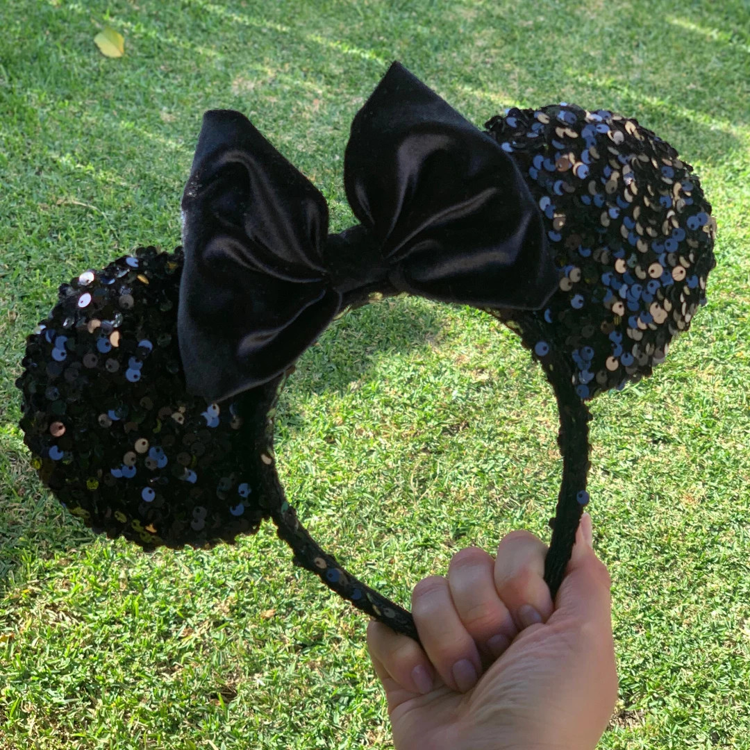 Dark Princess - black velvet sequin  Mouse Ears | Etsy (US)