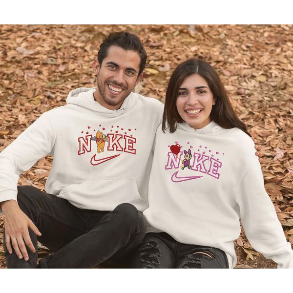 Nike Custom Couple Embroidered Sweatshirt, Nike Pooh And Piglet Embroidererd Sweatshirt, Matching... | Inspire Uplift (US & Canada)