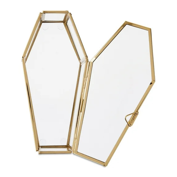 Glass & Steel Coffin Tabletop Decor, Clear & Gold, 7.75" x 3.75", Halloween by Way To Celebrate -... | Walmart (US)