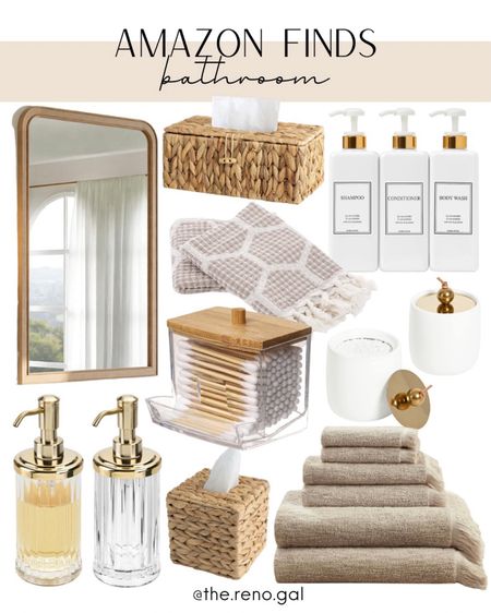 Bathroom styling! Neautral bathroom decor. Amazon bathroom. 

Natural wood frame mirror | wood mirror | woven tissue box | rattan tissue box | white shampoo container | white conditioner container | Turkish hand towel | beige hand towel | white container | white bathroom container | tan towel | bath towel | q-tip dispenser | q-tip holder | glass hand soap container | glass rubbed hand soap container 

#amazonfinds #founditonamazon

#LTKHome #LTKFindsUnder100 #LTKFindsUnder50