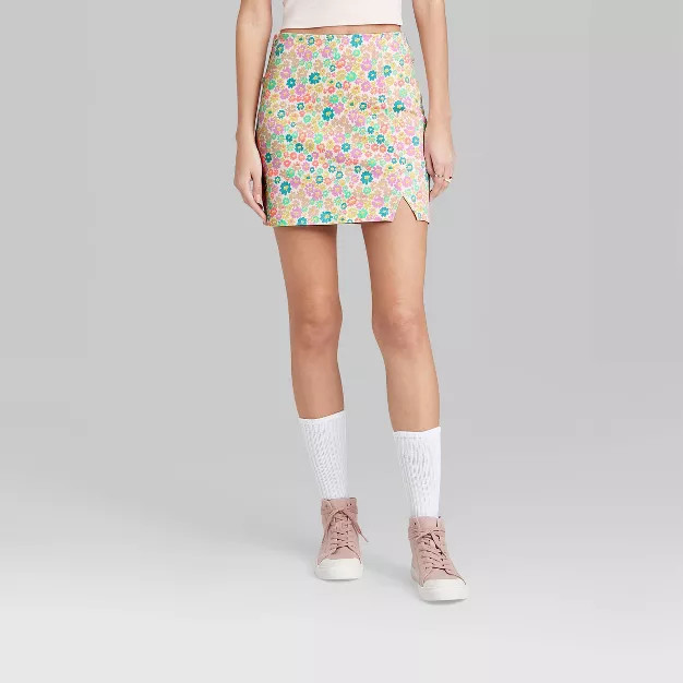 Women's Notch Front Seamed Jean Mini Skirt - Wild Fable™ | Target