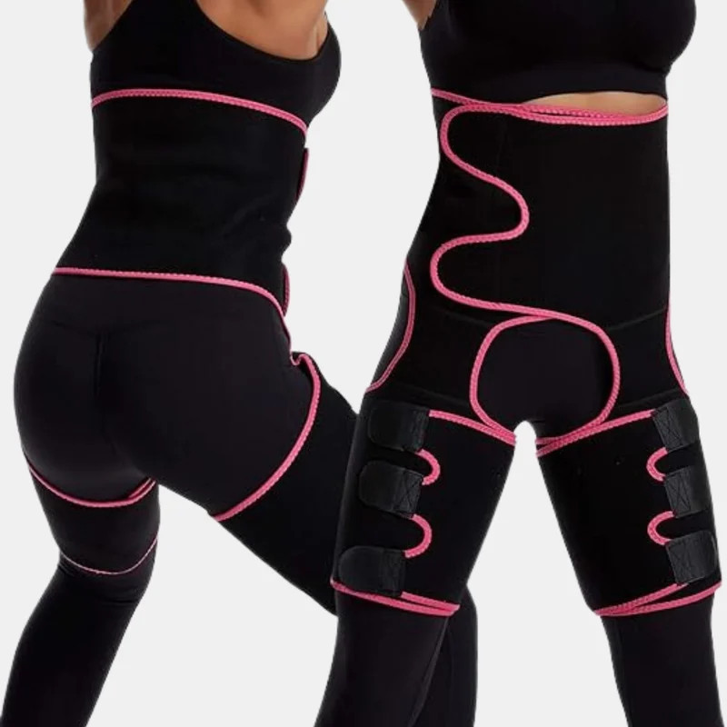 Vigor Three In One Belt Waist Thigh Trimmer Waist Trainer, Slimming Body Shaper Sport Workout Girdle Belt, High Waist - Bulk 3 Sets - Black - 3 PACK | Verishop