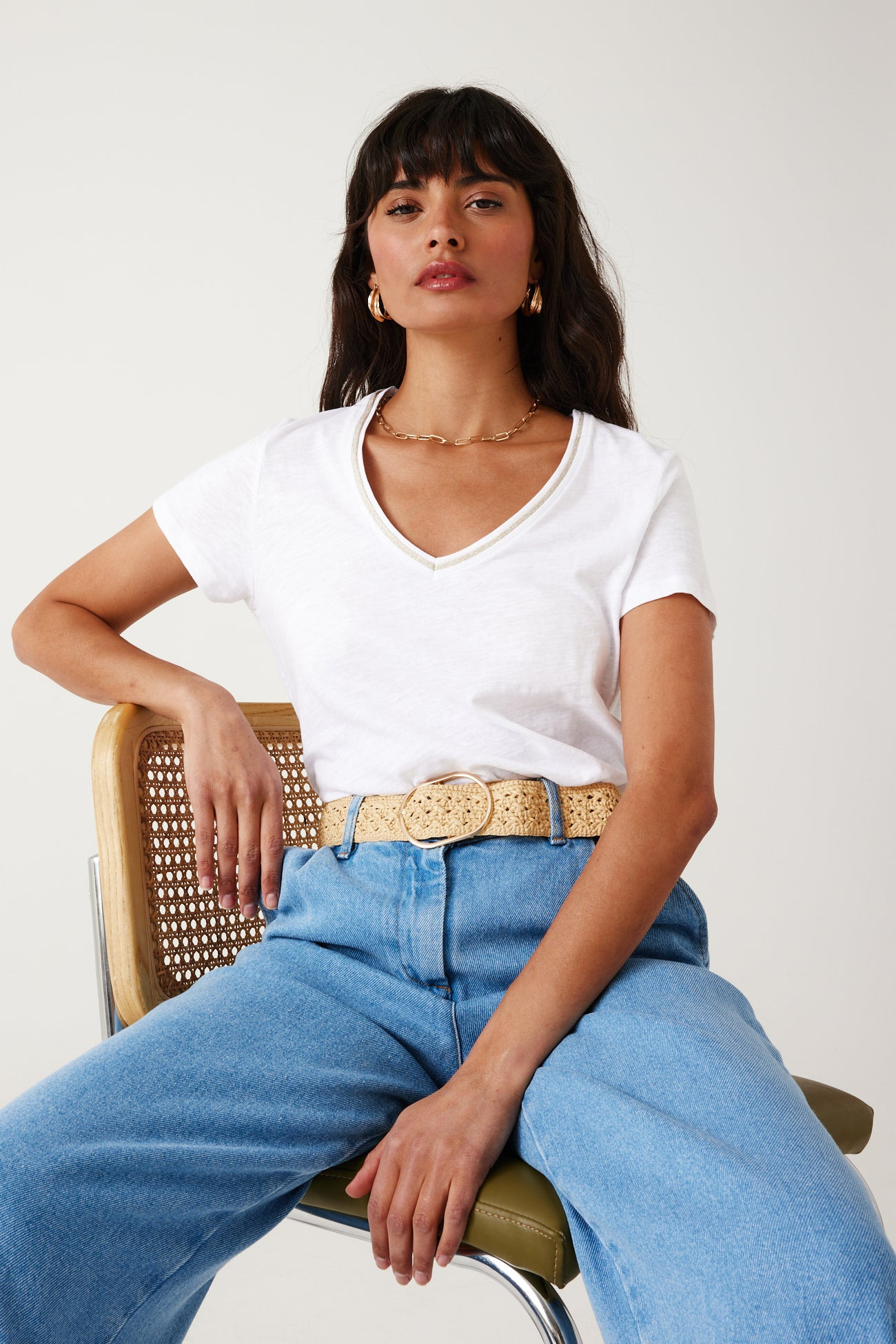 T-shirt col V Femme - Blanc | Promod (FR)