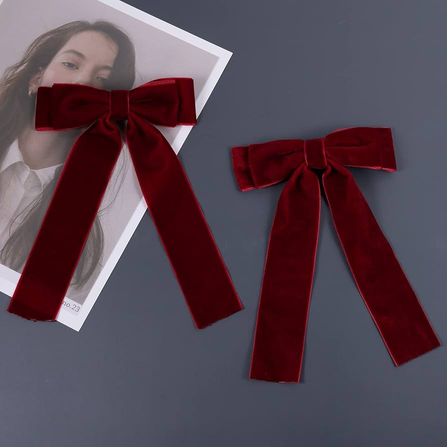 2PCS Handmade Velvet Bow Hair Clips, Headbands for Women Girls, Elegant Hair Ties Hair Styling Ac... | Amazon (US)