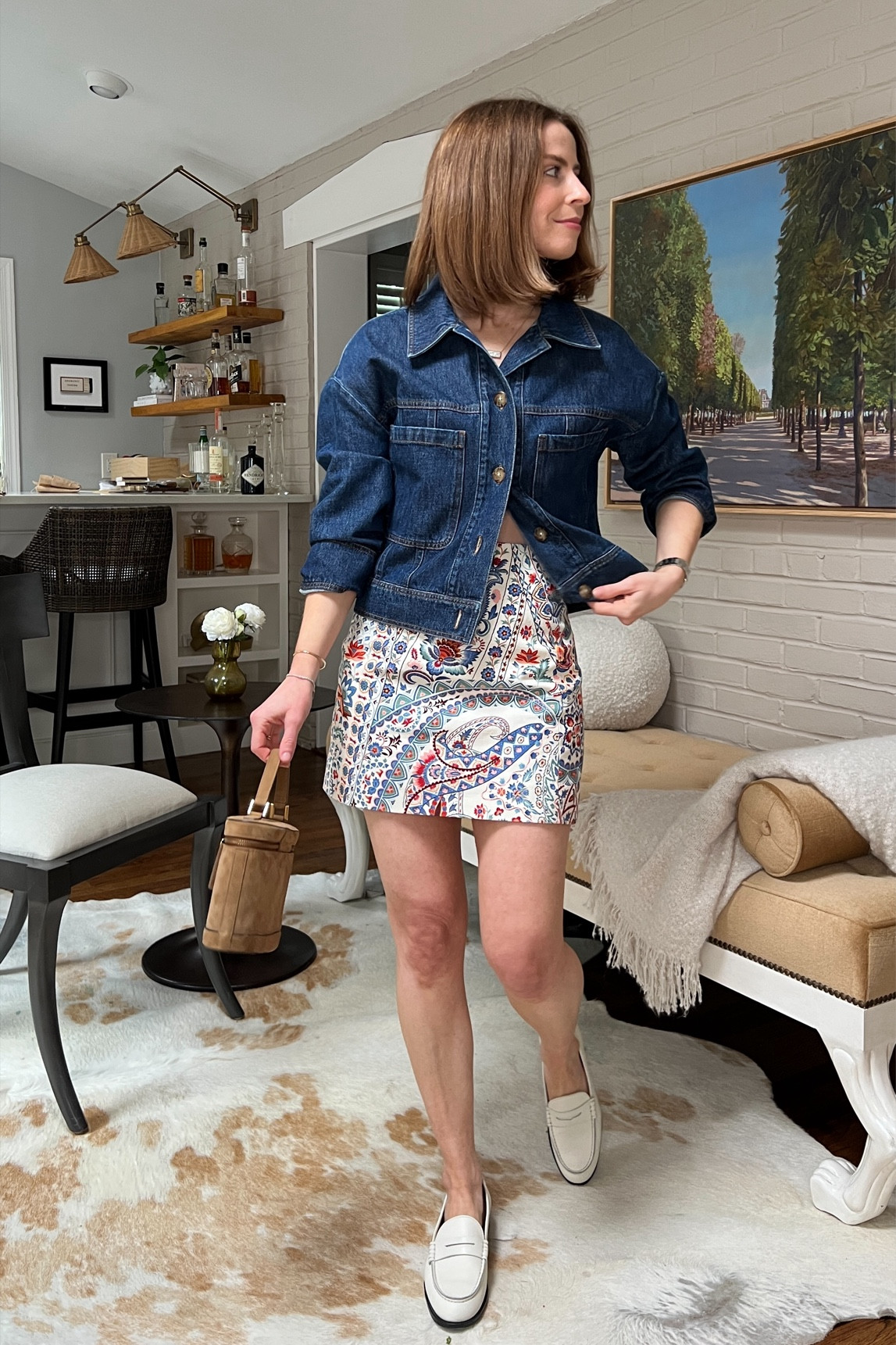 Mini skirt outfits 
SEzane mini skirt
SEzane denim jacket 
White loafers Koio
Tan suede bag Paris 64

Spring outfit idea 

#LTKShoeCrush #LTKItBag #LTKStyleTip