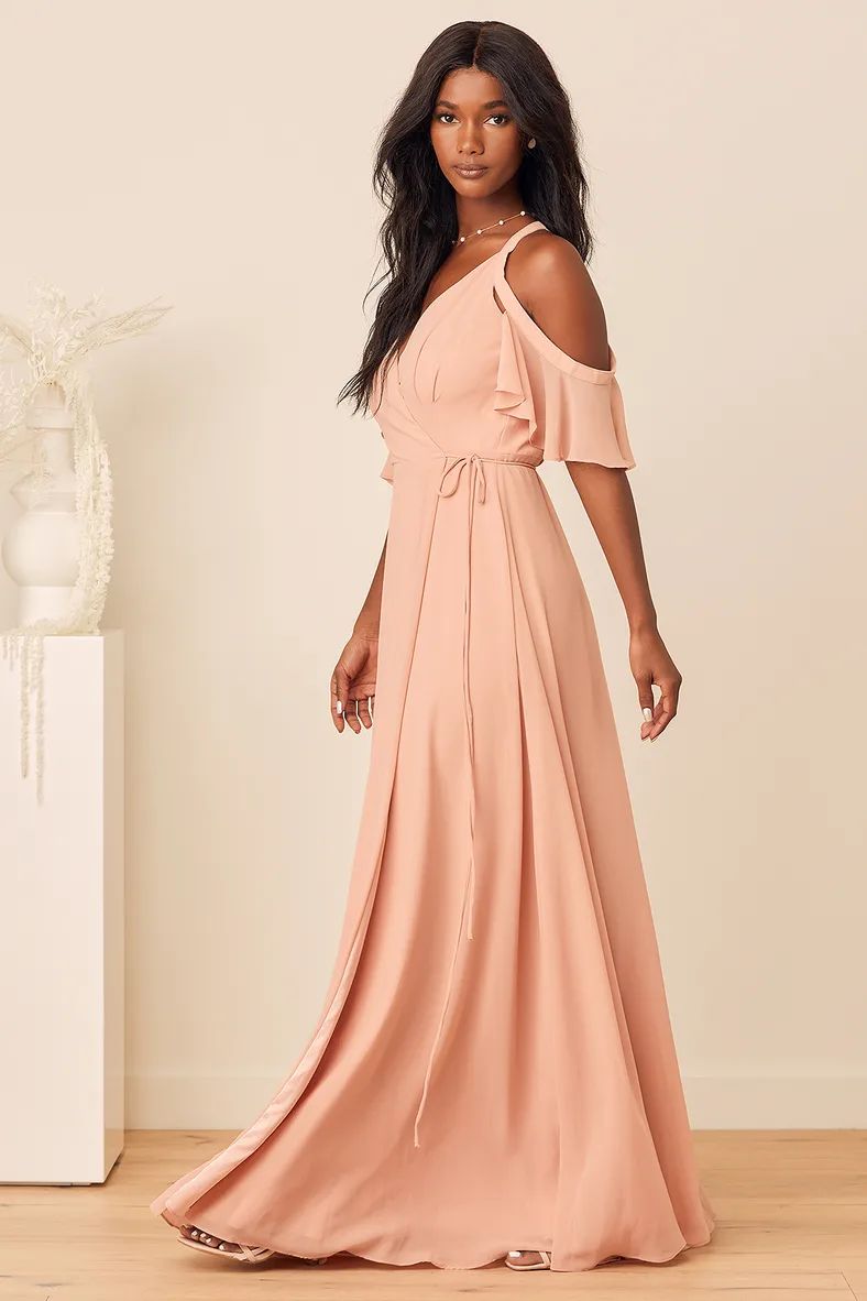 Easy Listening Blush Cold-Shoulder Wrap Maxi Dress | Lulus (US)