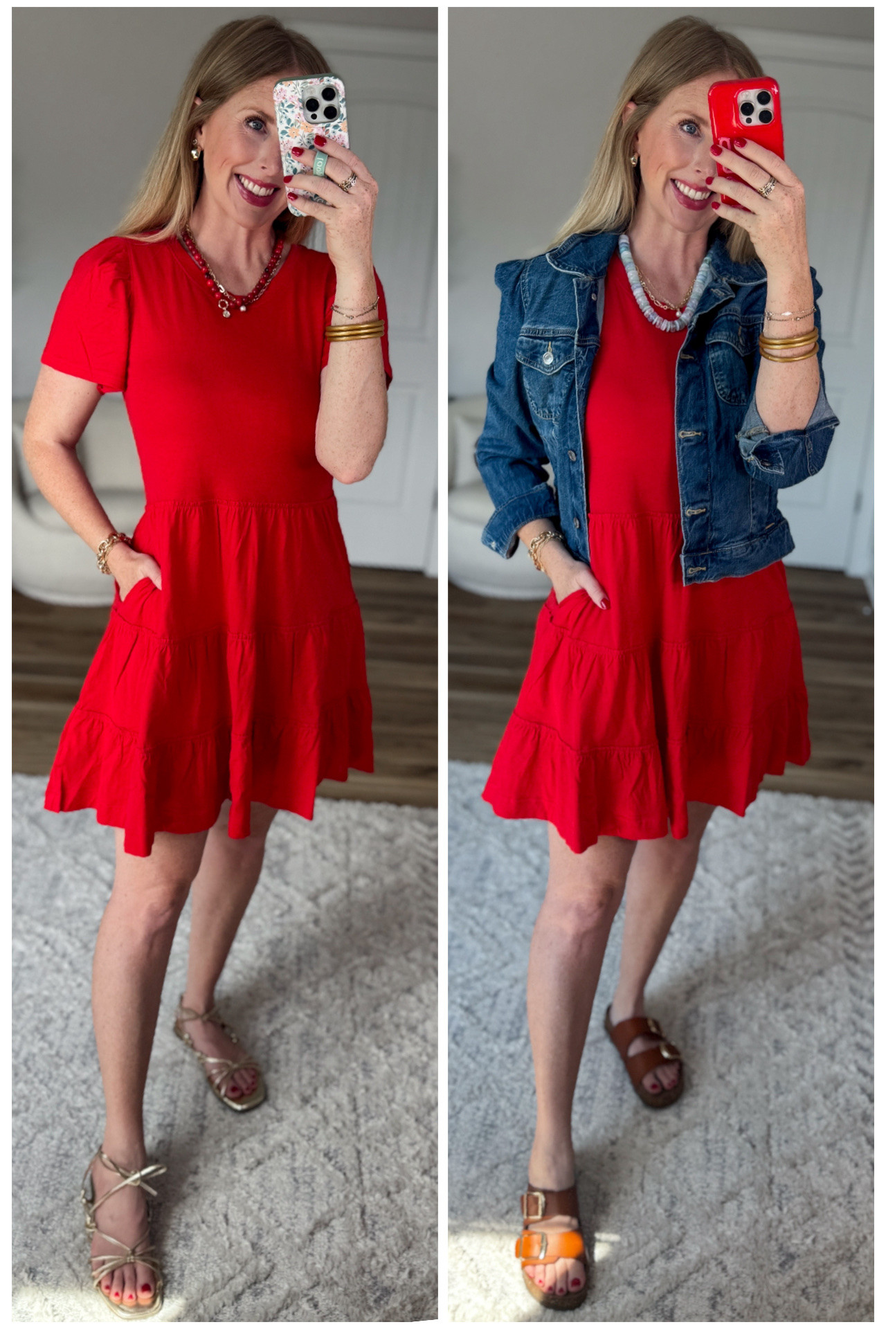 2 ways to wear this red tiered t-shirt dress from Walmart!

#LTKootd #LTKmomlife