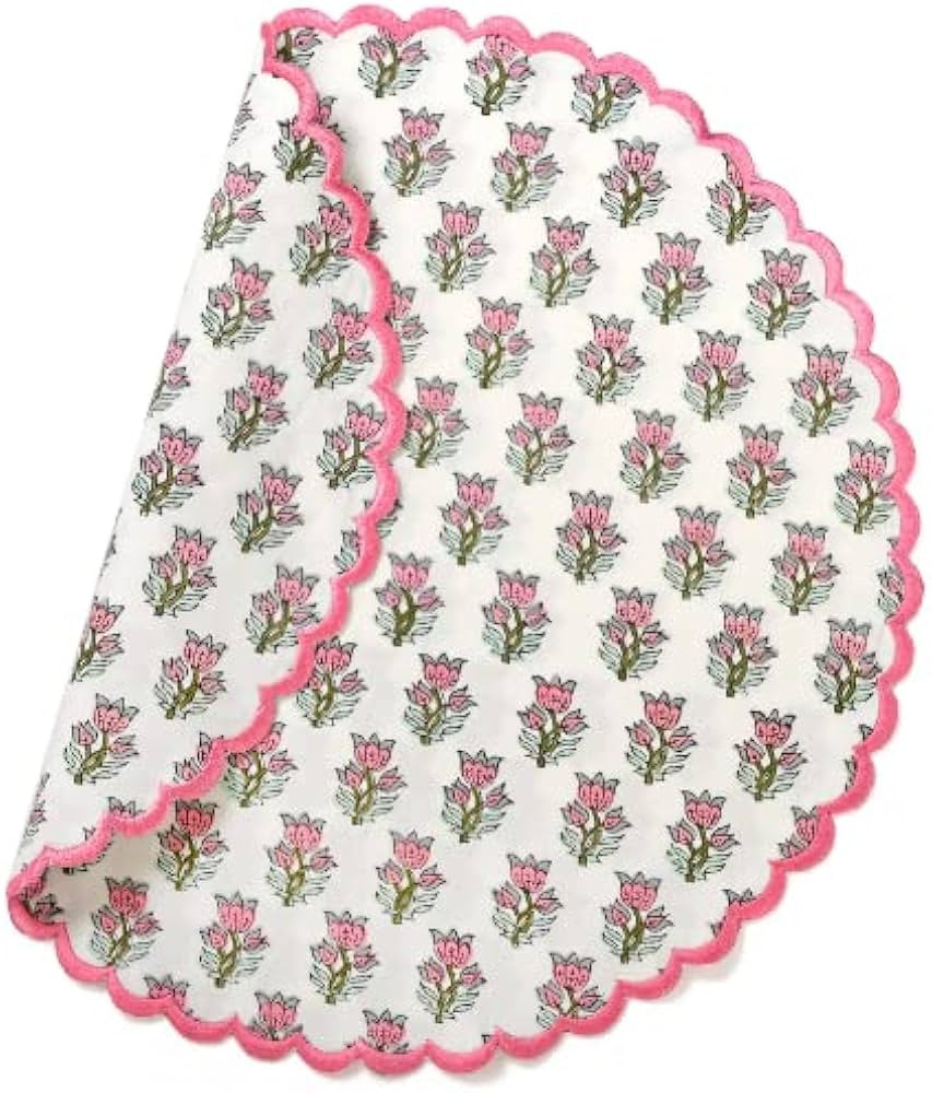 Ridhi Indian Floral Hand Block Printed 100% Pure Cotton Cloth Reversible Mats, Reusable Mats, 15"... | Amazon (US)
