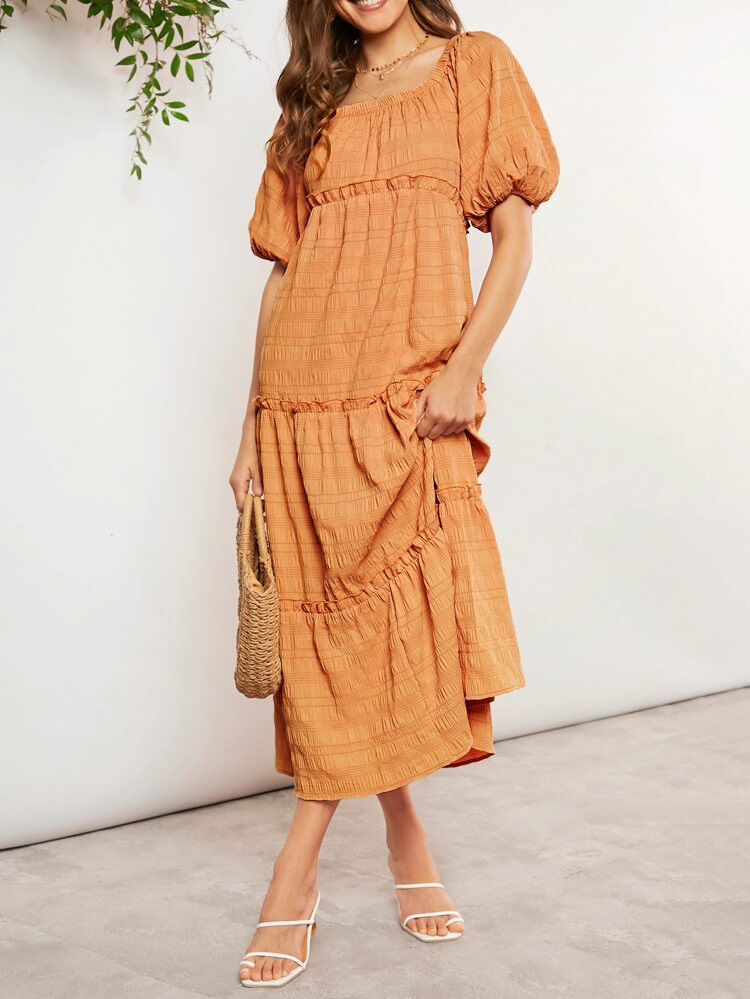 EMERY ROSE Puff Sleeve Frill Trim Dress
       
              
              $23.49        
    (... | SHEIN