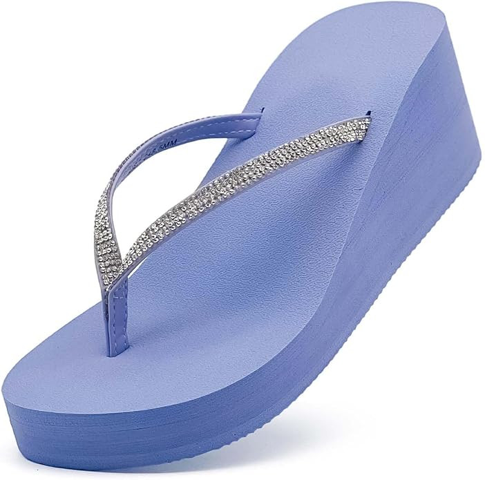 xinran & shengli Women Platform Flip Flops Rhinestone WedgeSandal Comfortable Dressy Home Heel Sl... | Amazon (US)