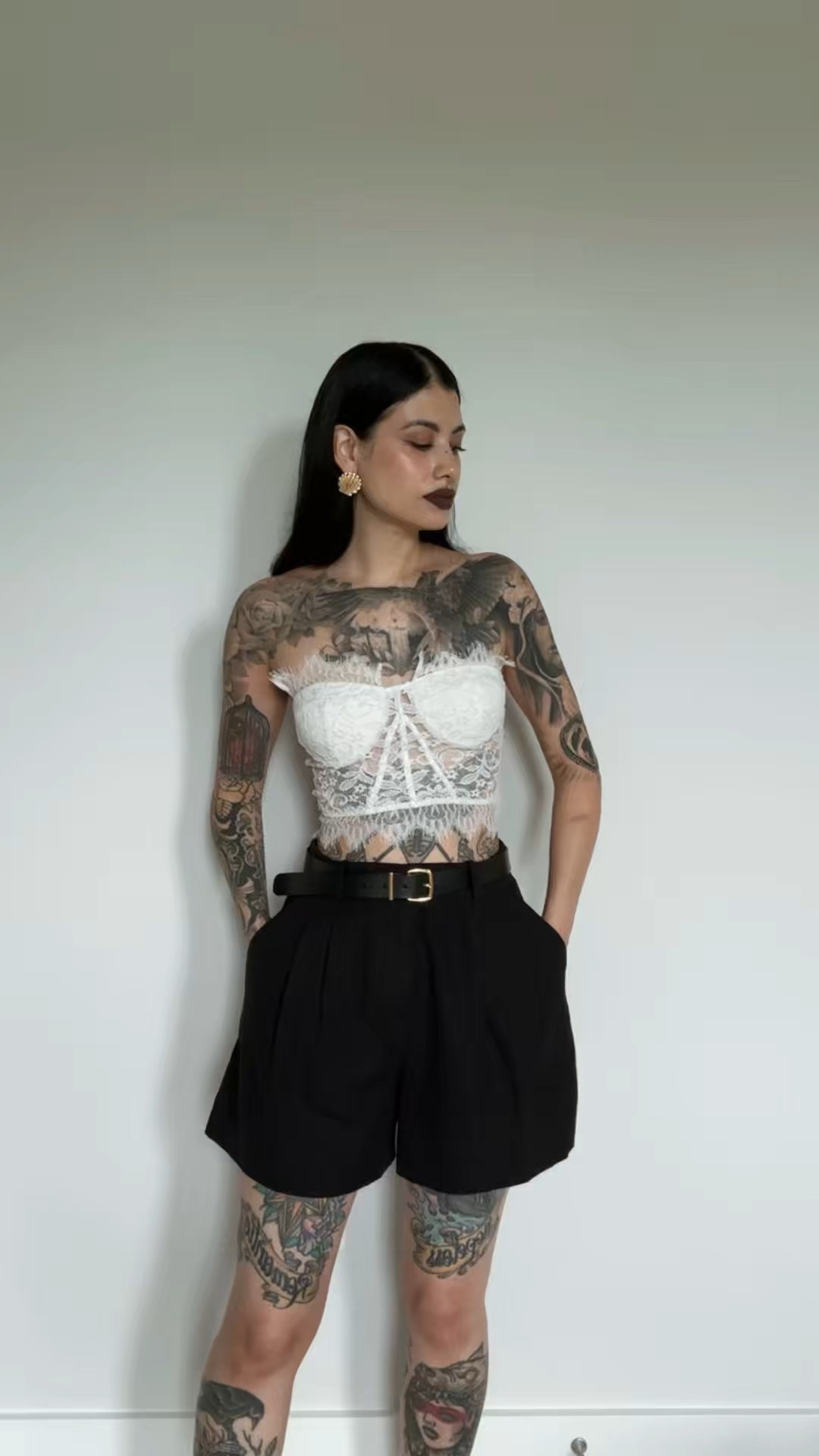 Spring/summer outfit 🖤 I tried to find similar pieces to this old lace corset top! The shorts are a linen blend from Gap and super comfortable. I am wearing a size small and I think they’re true to size. The leather belt is from Madewell! 

#LTKStyleTip #LTKSaleAlert #LTKxMadewell